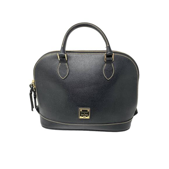 Dooney & Bourke Pebble Grain Leather Zip Zip Satchel Zipper Closure Black - Picture 1 of 8